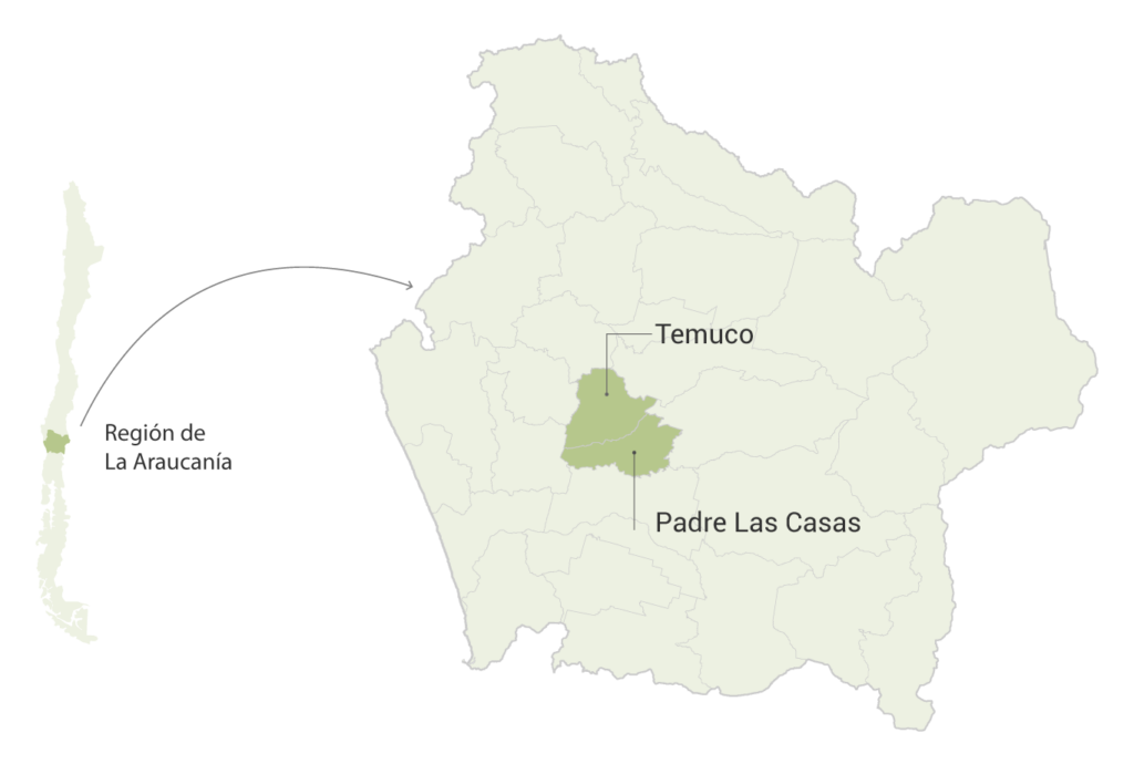 Mapa ubicación Temuco y Padre Las Casas