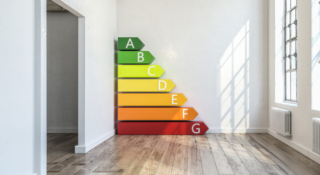 Foto gráfico de eficiencia energética en casa